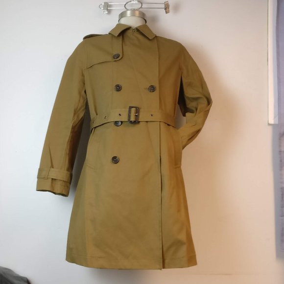 Minimalist Double Breasted belted Long Trench Coat with pockets 38R UnLined, new - Picture 3 of 16